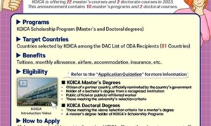 Thông tin tuyển sinh chương trình học bổng của Cơ quan Hợp tác Quốc tế của Chính phủ Hàn Quốc KOICA