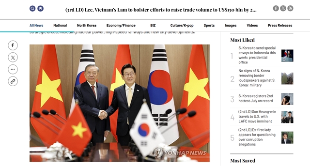 RoK media highlights Party Chief To Lam's state visit
