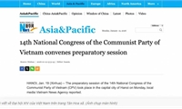Đại hội Đảng XIV: Truyền thông quốc tế đưa tin đậm nét về ngày làm việc đầu tiên