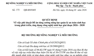Quyết định số 173/QĐ-BNNMT ngày 16/01/2026 của Bộ Nông nghiệp và Môi trường về việc phê duyệt Đề án tăng cường năng lực quản lý an toàn sinh học trong phát triển, ứng dụng công nghệ sinh học giai đoạn 2026 - 2030
