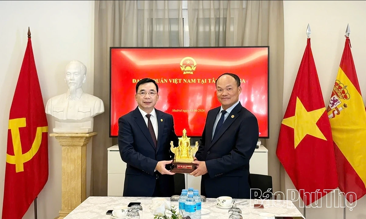 Phu Tho Provincial delegation visits and holds working session with the Embassy of Vietnam in Spain