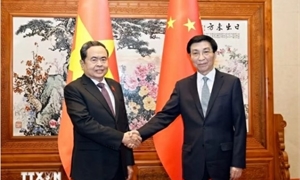 Chủ tịch Quốc hội Trần Thanh Mẫn hội kiến Chủ tịch Chính hiệp Toàn quốc Trung Quốc Vương Hộ Ninh