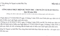 Công khai thực hiện dự án thu, chi ngân sách 03 tháng quý III năm 2026