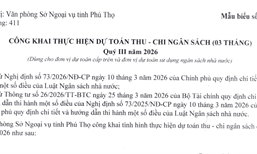Công khai thực hiện dự án thu, chi ngân sách 03 tháng quý III năm 2026