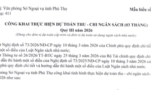 Công khai thực hiện dự án thu, chi ngân sách 03 tháng quý III năm 2026